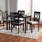 Baxton Studio Lenoir Gray Upholstered Espresso Finished Wood 5-Piece Dining Set 153-9400-8026 - alternate 2